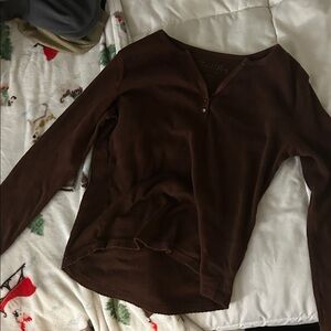 Brown Long Sleeve Women's Top